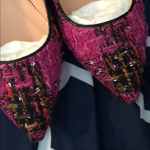 J. Crew Pink Fresh Berry Tweed Flats NWT 8.5 - Picture 5 of 5